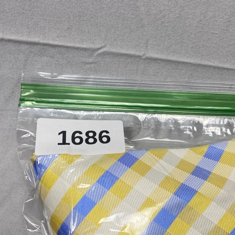 Tommy Hilfiger Mens Silk Tie Yellow Blue‎ Check Plaid Gingham New With Tags $65